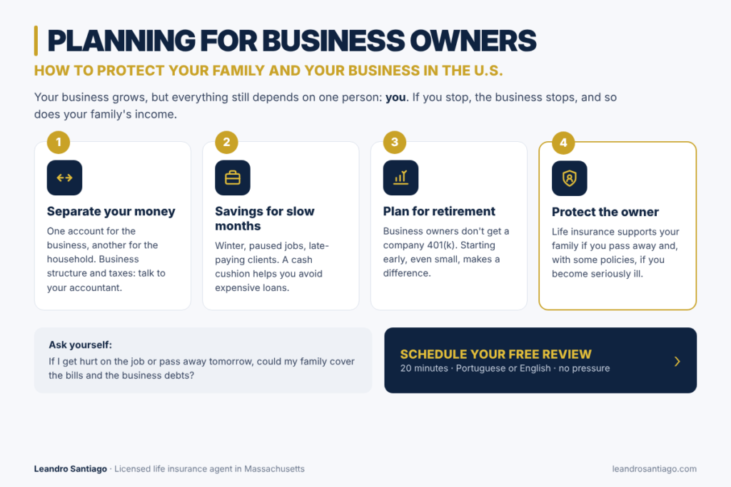 Planning for Brazilian business owners in the U.S.: separate your money, keep savings, plan for retirement and protect the owner